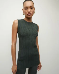 Veronica Beard Sweaters|Tops>Semma Rib-Knit Tank in Forest Green