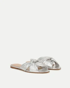Veronica Beard Sandals>Seraphina Metallic Leather Twist Sandal in
