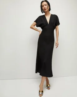 Veronica Beard Dresses>Seymour Short-Sleeve Silk Midi Dress