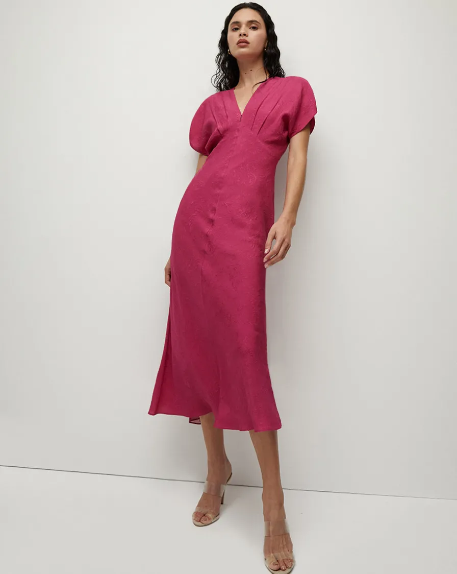Veronica Beard Dresses>Seymour Silk V-Neck Dress