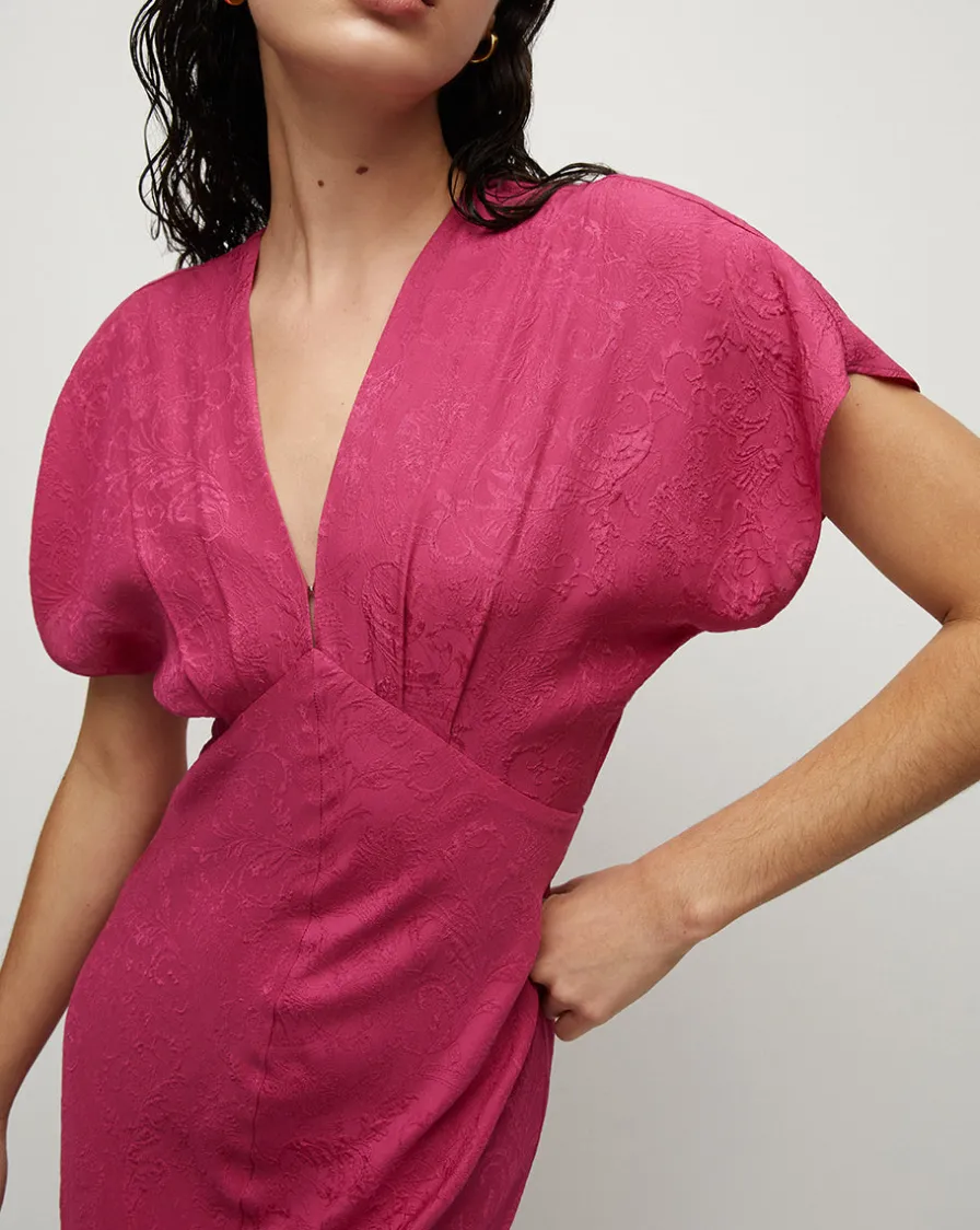 Veronica Beard Dresses>Seymour Silk V-Neck Dress