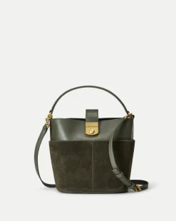 Veronica Beard Shoulder Bags|The Veronicas' Favorites>Small Crest Lock Suede Bucket Bag in