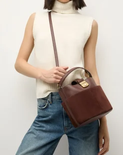 Veronica Beard Shoulder Bags|The Gift Guide>Small Crest Lock Suede Bucket Bag in