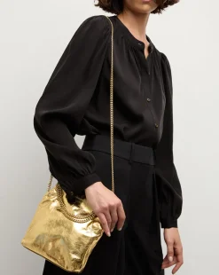 Veronica Beard Crossbody Bags|Party Dressing>Small Metallic Slouch Shoulder Bag in Antique Gold