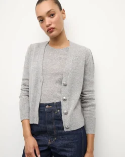 Veronica Beard Sweaters|Tops>Solene Cashmere Cardigan in Heather Grey