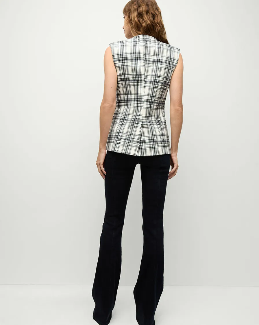 Veronica Beard Tops|Matching Sets>Tamara Plaid Vest in Ivory & Navy