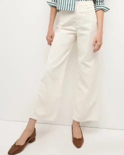 Veronica Beard Jeans|Pants>Taylor Cropped Corduroy Wide-Leg Pant in White