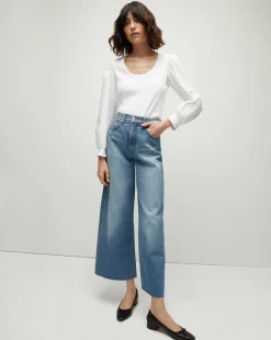 Veronica Beard Jeans>Taylor Cropped Wide-Leg Jean in Enough Said