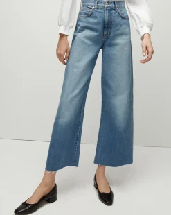 Veronica Beard Jeans>Taylor Cropped Wide-Leg Jean in Enough Said
