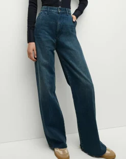 Veronica Beard Jeans>Taylor Slant-Pocket Wide-Leg Jean in Northern Lights