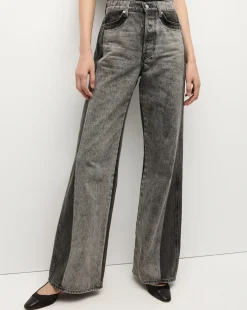 Veronica Beard Jeans|The Veronicas' Favorites>Taylor Two-Tone Wide-Leg Jean in Volcanic Stone Colorblock