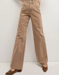 Veronica Beard Jeans>Taylor Wide-Leg Jean in Tan