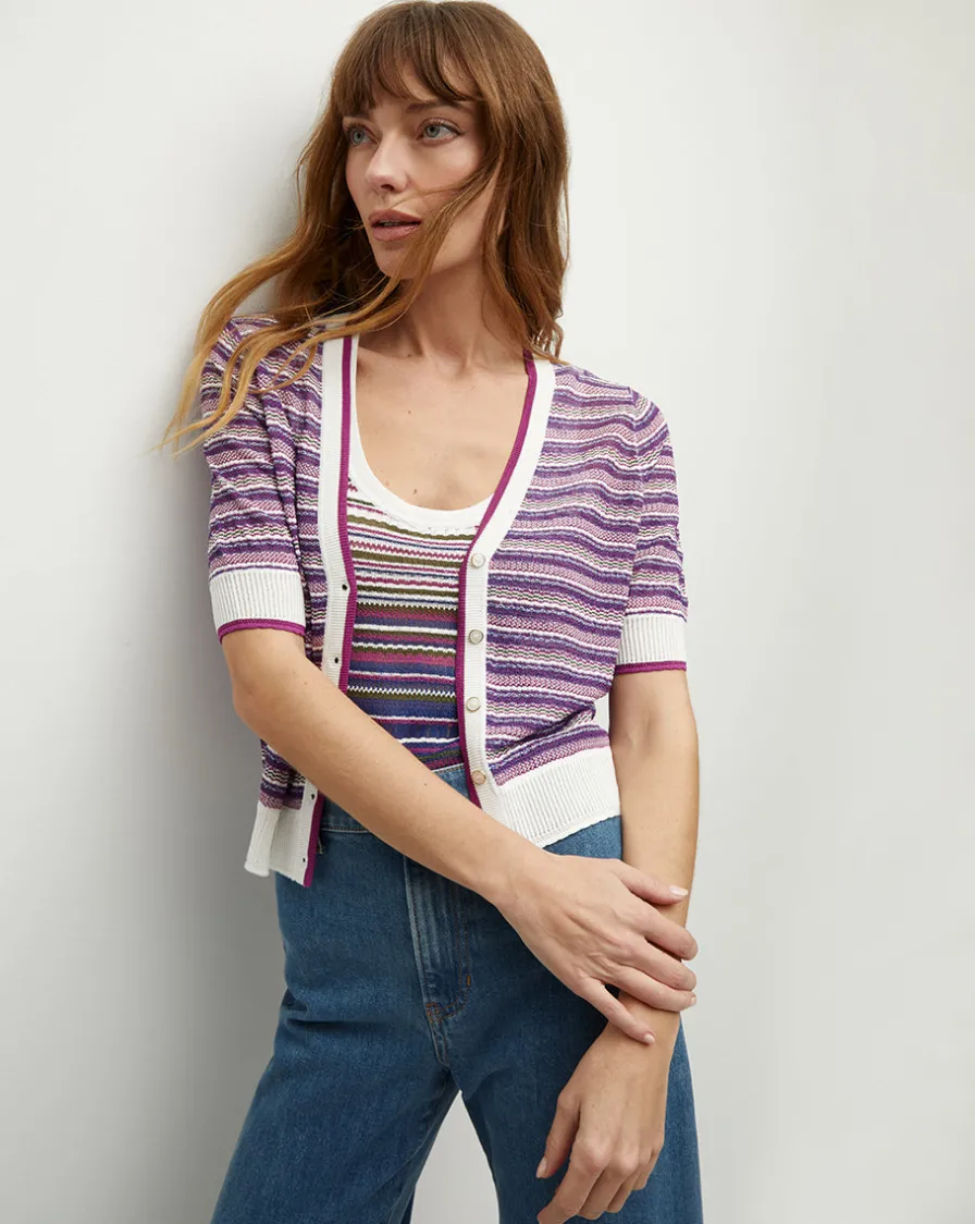 Veronica Beard Sweaters|Tops>Varia Striped Knit Cardigan