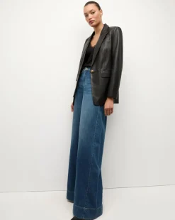 Veronica Beard Jackets & Outerwear>Vega Leather Dickey Jacket in